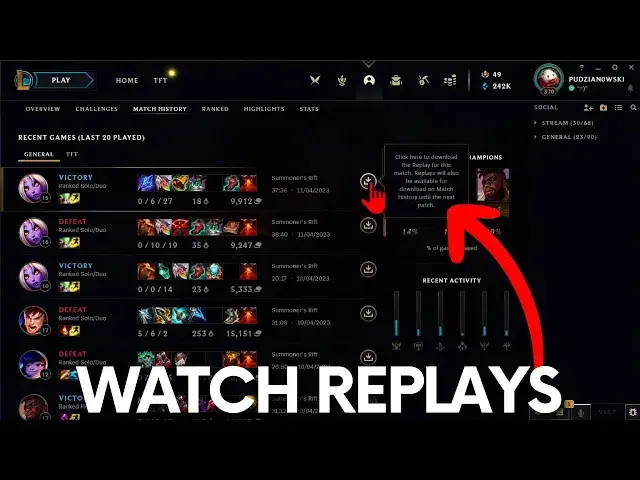 Video thumbnail for How to Watch Replays in League of Legends - Download LOL Replays