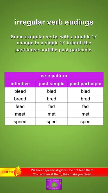 'Video thumbnail for Irregular Verbs: ee-e Pattern'