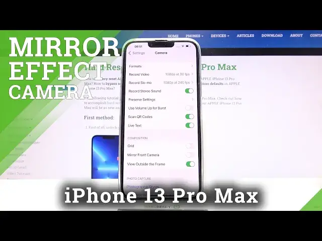 'Video thumbnail for How to Turn On/Off Camera Mirror Effect on iPhone 13 Pro Max – Manage Camera Settings'