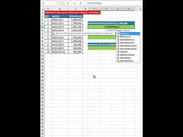 Video thumbnail for CARA MENGHITUNG BANYAK DATA PENJUALAN DENGAN KRITERIA | CARA MENGHITUNG BANYAK DATA EXCEL