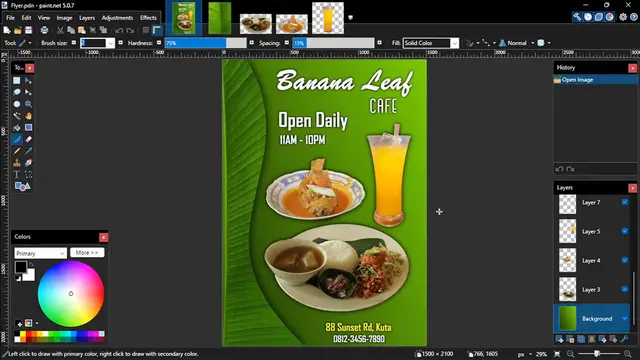 Video thumbnail for How to Create Poster Or Flyer In Paint.Net - Food Cafe Flyer Design