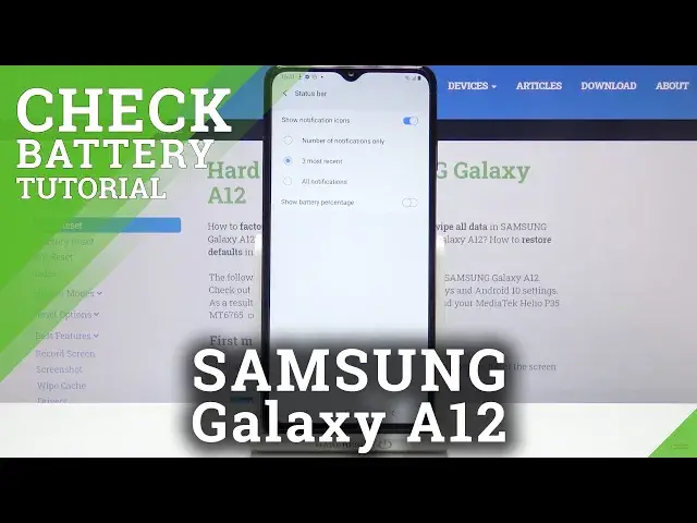 'Video thumbnail for How to Locate Battery % in SAMSUNG Galaxy A12 – Show Up Power Consumption'