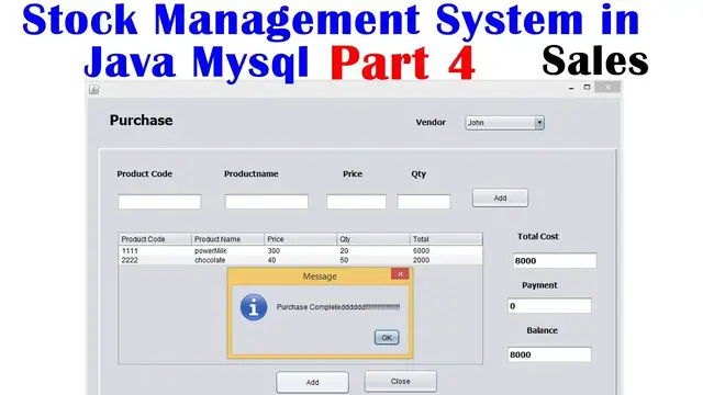 Video thumbnail for Stock Management System in Java Mysql Part 4