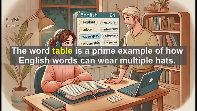 Video thumbnail for 2500 Must Know CEFR B1 Vocabulary - The Many Meanings of 'Table': A B1 English Word Study