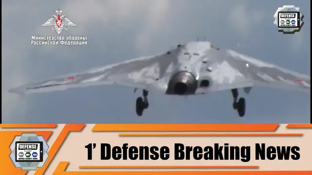 'Video thumbnail for Sukhoi S-70 Okhotnik stealth UAV unmanned combat aerial vehicle armed drone first flight Russia MoD'