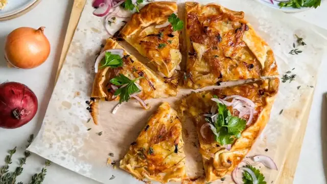 Video thumbnail for Caramelised Onion, Potato and Three Cheese Galette Recipe by Chef Tom Walton