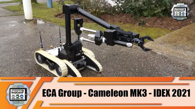 'Video thumbnail for IDEX 2021 ECA Group presents its Cameleon MK3 UGV Unmanned Ground Vehicle French defense industry'