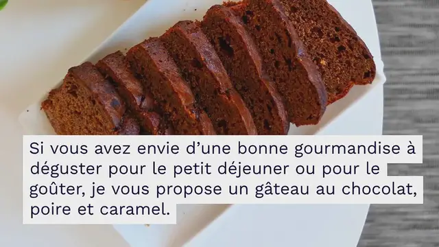 Video thumbnail for Gâteau moelleux au chocolat, poires et caramel