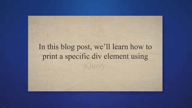 Video thumbnail for How To Print A Div In Jquery