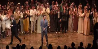 'Video thumbnail for Video: HAMILTON Celebrates 10 Years on Broadway With Mega-Mix Curtain Call'