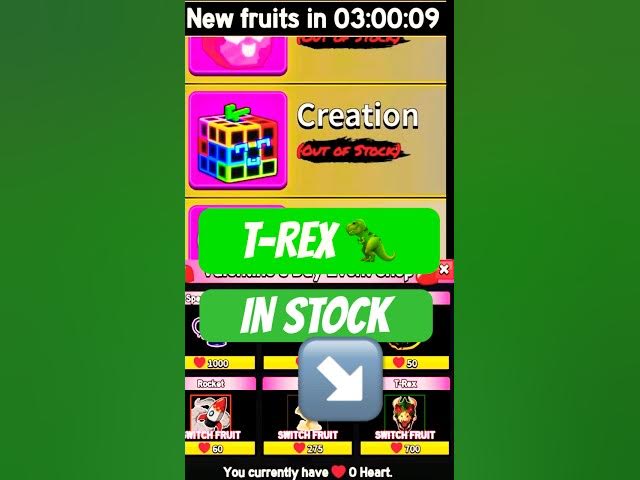 Video thumbnail for 🔴T-Rex Fruit in STOCK now #bloxfruits #roblox #shorts #shortsfeed EVENT SHOP