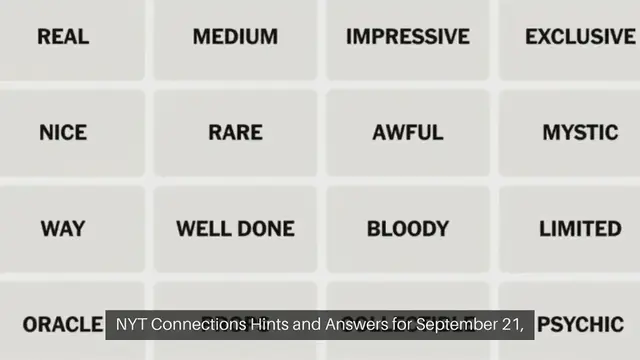Video thumbnail for NYT Connections Hints and Answers for September 21 2024​