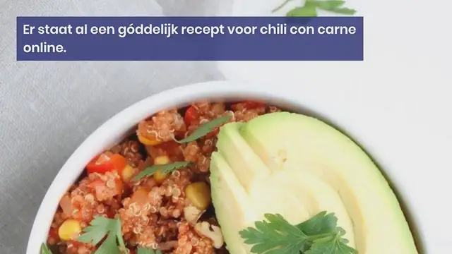 Video thumbnail for Chili sin carne met quinoa en walnoten