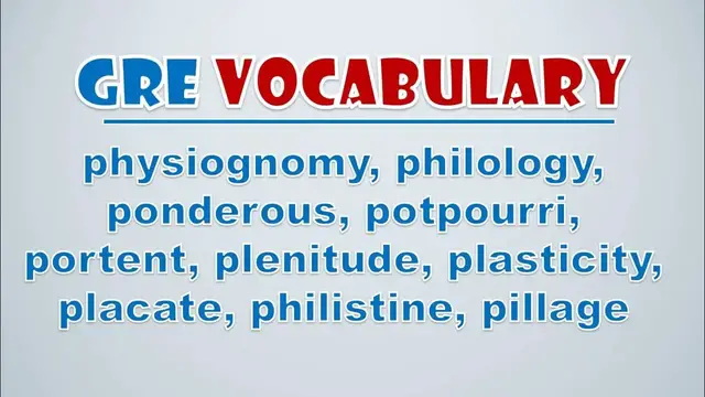 Video thumbnail for GRE Vocabulary: Physiognomy, Philology, Ponderous, Potpourri, Portent, Plenitude, Plasticity