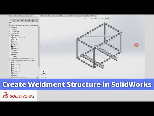 'Video thumbnail for Create Weldment Structure in SolidWorks | SolidWorks Tutorial | SolidWorks Modeling |'