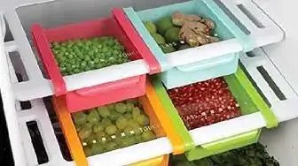 'Video thumbnail for Hanging Plastic Refrigerator Clapboard Storage Rack Kitchen Supplies'