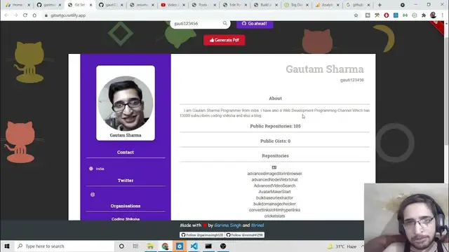 Video thumbnail for Build a Javascript Github API Resume or CV PDF Document Builder Deployed to Netlify in HTML5
