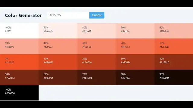 Video thumbnail for React.js Project to Build Hex Color & Shades Generator of Given Color Using values.js in Javascript