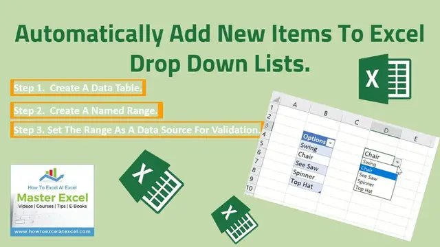 Video thumbnail for How to Create and Add New Items Excel Drop Down Lists Automatically.