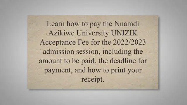 'Video thumbnail for How To Pay UNIZIK Acceptance Fee 2023/2024 [Updated]'