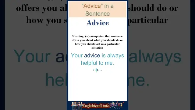 Video thumbnail for Advice meaning | Advice in a Sentence | Most common words in English #shorts