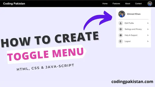 Video thumbnail for How to Create a Drop Down Toggle Menu Using HTML, CSS, and JavaScript - with free source code.