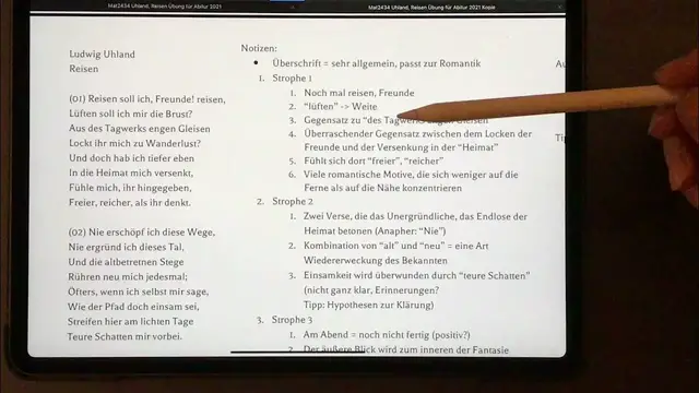 Video thumbnail for Tipps zur optimalen Vorbereitung auf eine Deutsch-Abiturklausur: Beispiel: Uhland, „Reisen“