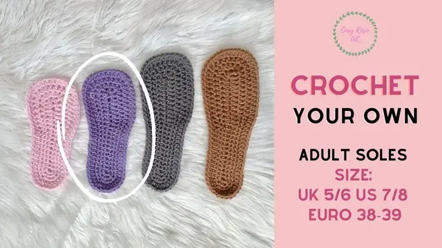 Video thumbnail for How to Crochet Soles Adult Size 5-6, US 7-8, Euro 38-39