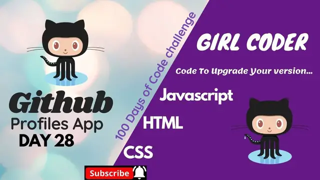 Video thumbnail for 100 Days of Code Challenge | Javascript | Github Profiles App