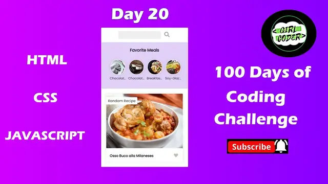 Video thumbnail for Day 20 in the Journey of 100 Days Of Coding Challenge  | Recipe App Series 6