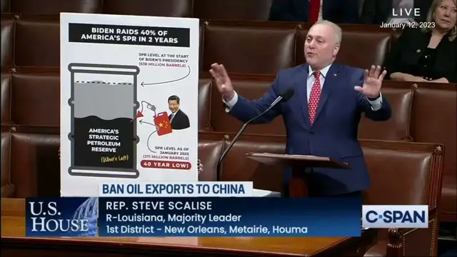 Video thumbnail for House majority leader Scalise blasts Biden for raiding strategic reserves, attacking American energy