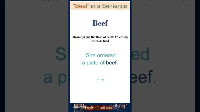 Video thumbnail for Beef meaning | Beef in a Sentence | Most common words in English #shorts