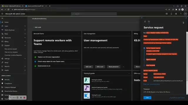 Video thumbnail for How to manage Microsoft 365 technical support cases in the admin center portal