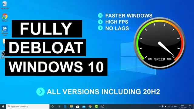 Video thumbnail for Fully Debloat Windows 10 To Make It Blazing Fast | Speed Up Windows 10 [All Versions]
