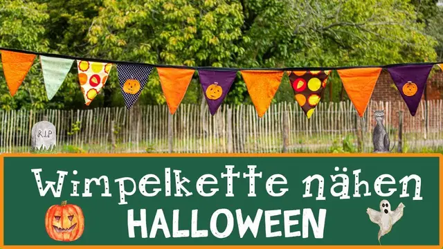 Video thumbnail for 🎃 Wimpelkette nähen  für Halloween - Nähanleitung einfach und schnell 🎃