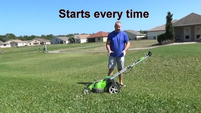 Video thumbnail for 3 Year Greenworks 40v Lawn Mower Review, starts every time.