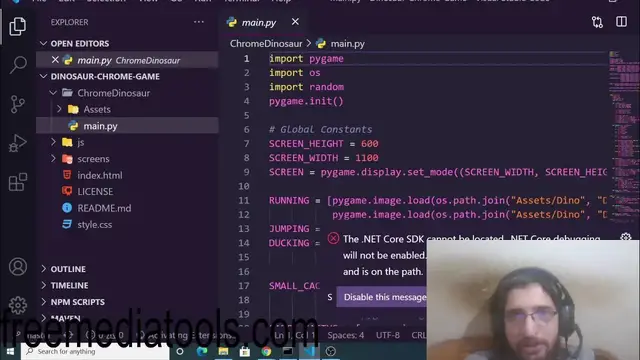 Video thumbnail for Python 3 PyGame Google Chrome Dinosaur T-Rex Dino Runner Game GUI Script Desktop App Full Project