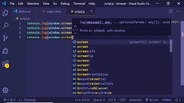 Video thumbnail for Javascript Window Screen Object Crash Course in HTML5