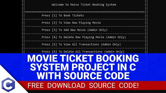 Video thumbnail for Movie Ticket Booking System Project in C with Source Code (FREE DOWNLOAD) 2022