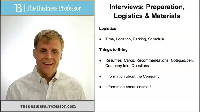 'Video thumbnail for Interviews - Preparing, Logistics, and What to Bring'