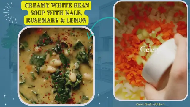 Video thumbnail for Creamy White Bean Soup with Kale, Rosemary & Lemon