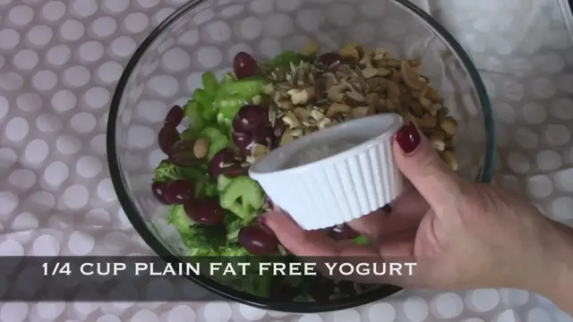 'Video thumbnail for Broccoli Salad with Cranberries and Sunflower Seeds Recipe'