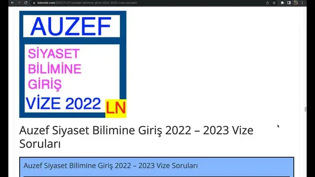 Video thumbnail for Siyaset Bilimine Giriş 2022 - 2023 Vize Soruları