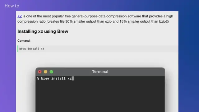 Video thumbnail for How to install xz data compression software using Brew