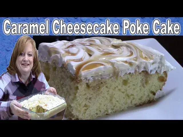 Video thumbnail for SALTED CARAMEL CHEESECAKE POKE CAKE RECIPE | BAKE WITH  ME