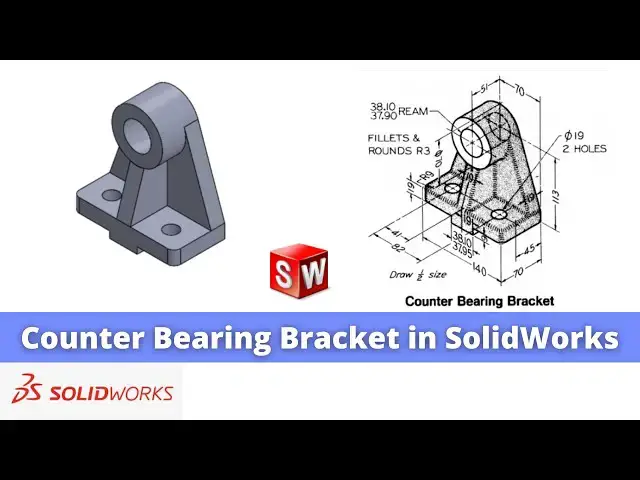 'Video thumbnail for Model Counter Bearing Bracket in SolidWorks | SolidWorks Tutorial | SolidWorks Part Modeling |'