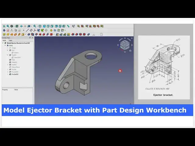 'Video thumbnail for Model Ejector Bracket with FreeCAD Part Design Workbench | FreeCAD Tutorial | 3D Modeling |'