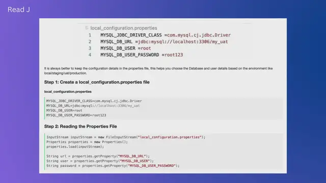 Video thumbnail for Read Java JDBC Connection Details from Properties File