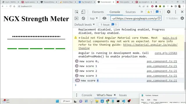 Video thumbnail for Angular 14 ngx-strength-meter Example to Validate Material Input Password Strength Meter in TS