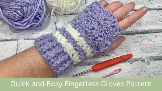 'Video thumbnail for Quick and Easy Crochet Fingerless Gloves Pattern | Shell Stitch Fingerless Gloves'